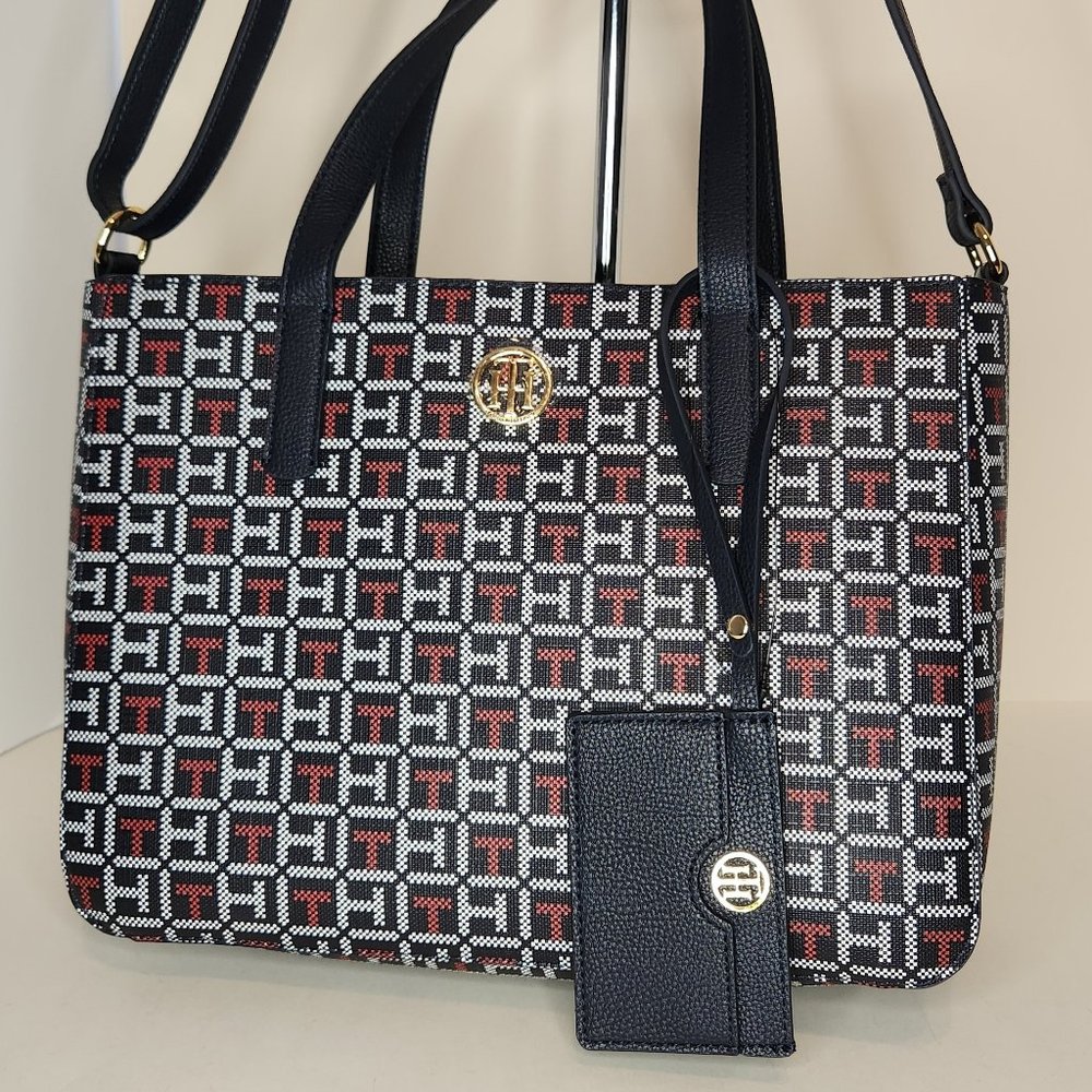 Tommy Hilfiger Navy North South Satchel with Detachable Pouch - NWT